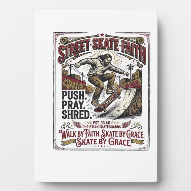 Jesus Skate Longboard Shirt Christlich Fotoplatte (Vorderseite)
