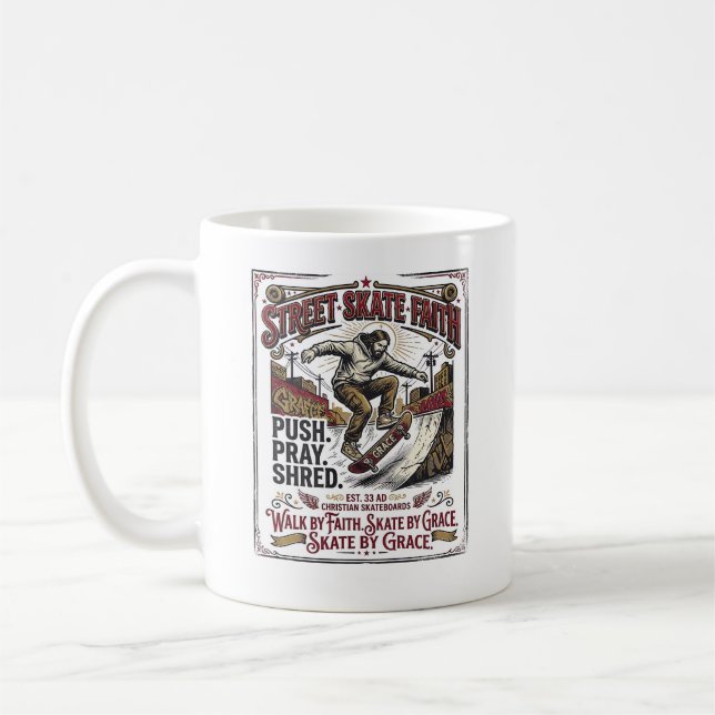 Jesus Skate Longboard Shirt Christlich Kaffeetasse (Links)