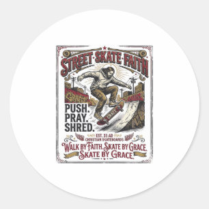 Jesus Skate Longboard Shirt Christlich Runder Aufkleber