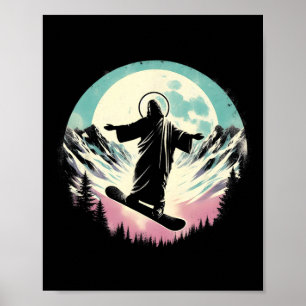 Jesus Snowboarden - Funny Christlich Religious Sno Poster