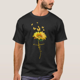 Jesus Sonnenblume Spiritueller Christlicher Glaube T-Shirt