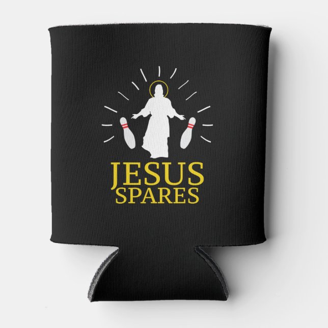 Jesus Spares Funny Christlicher Bowling Dosenkühler (Vorderseite)
