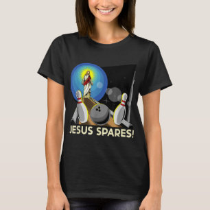 Jesus Spares Funny Christlicher Bowling Puff T-Shirt
