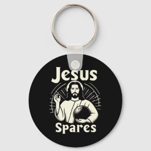 Jesus spart Männer Frauen Kinder 10 Button Bowling Schlüsselanhänger