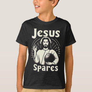 Jesus spart Männer Frauen Kinder 10 Button Bowling T-Shirt