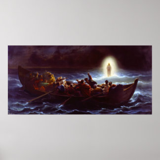 Jesus Spaziergang auf dem Wasser, Amedee Varin Poster