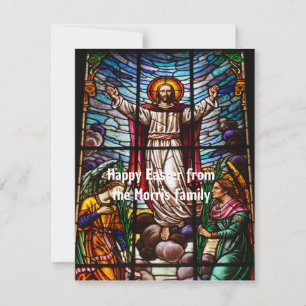 Jesus/Stached Glass Happy Oaster bearbeitbarer Tex Mitteilungskarte