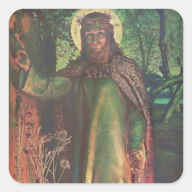 Jesus steht an der Tür und klopft Quadratischer Aufkleber (Vorderseite)