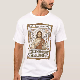 Jesus Stickerei Nadelarbeit Jesus Stickerei Nadel T-Shirt