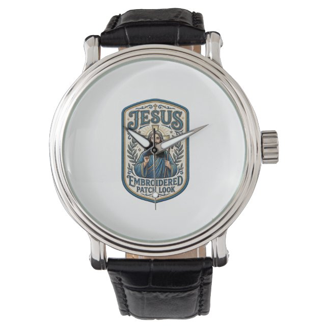 Jesus Stickpatch Blick Jesus Stickerei Patch Armbanduhr (Vorderseite)