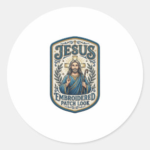 Jesus Stickpatch Blick Jesus Stickpatch Runder Aufkleber