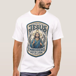 Jesus Stickpatch Blick Jesus Stickpatch T-Shirt