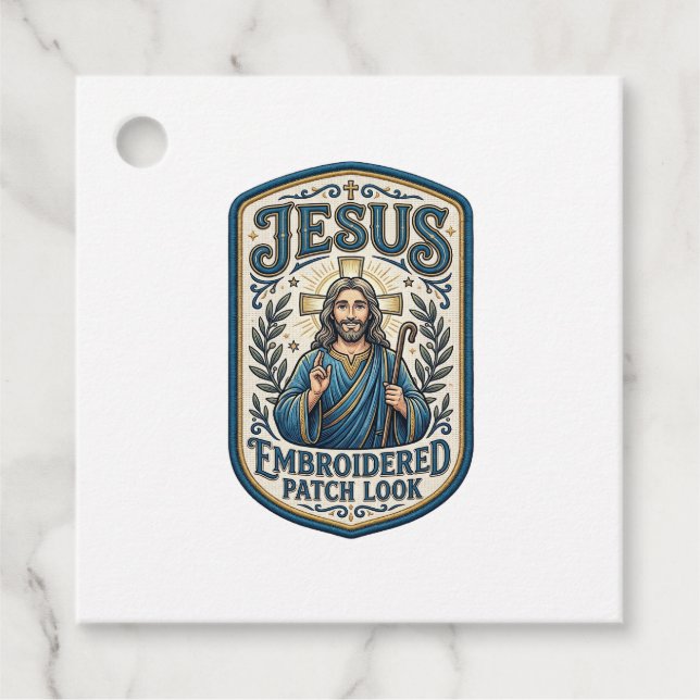 Jesus Stickpatch Look Jesus Stickpatch Geschenkanhänger (Vorderseite)