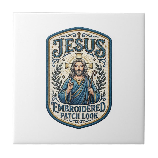 Jesus Stickpatch sieht Jesus besticktes Patch Fliese (Vorderseite)