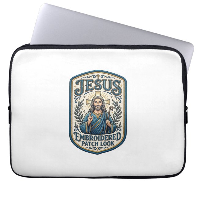 Jesus Stickpatch sieht Jesus besticktes Patch Laptopschutzhülle (Vorderseite)