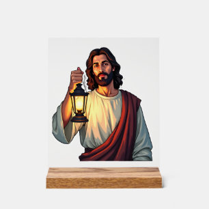 Jesus Stille Laterne Vintage Gravur Tee Acrylschild
