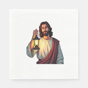 Jesus Stille Laterne Vintage Gravur Tee Serviette