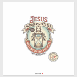 Jesus Stundenglas Geduld Jesus Stundenglas Geduld Aufkleber