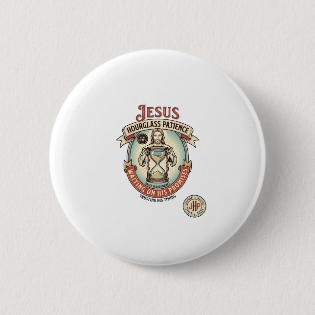 Jesus Stundenglas Geduld Jesus Stundenglas Geduld  Button (Vorderseite)