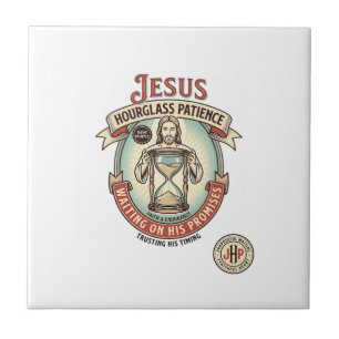 Jesus Stundenglas Geduld Jesus Stundenglas Geduld  Fliese