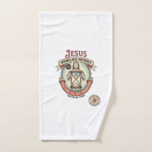 Jesus Stundenglas Geduld Jesus Stundenglas Geduld  Handtuch