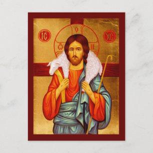 Jesus Sucher verlorener Schafe Postkarte
