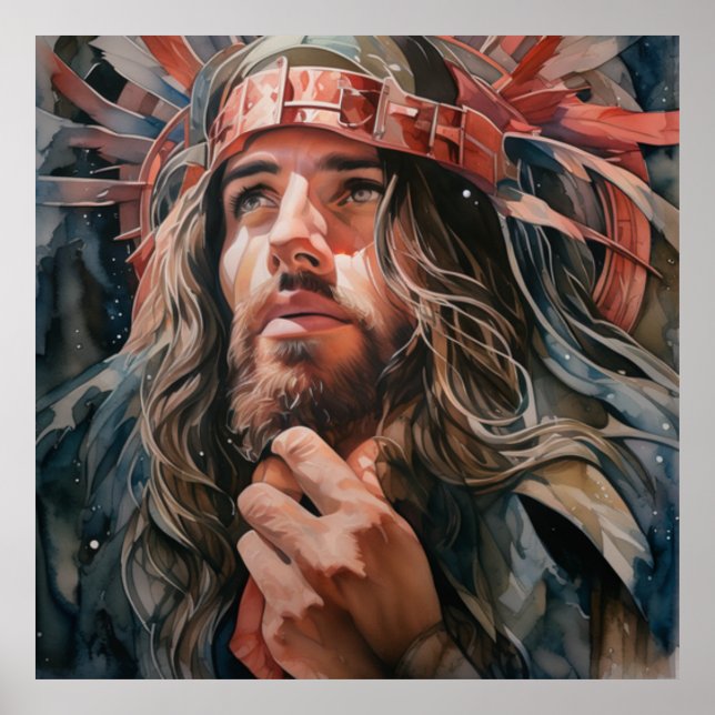 Jesus sucht Richtung vom Vater Poster (Vorne)