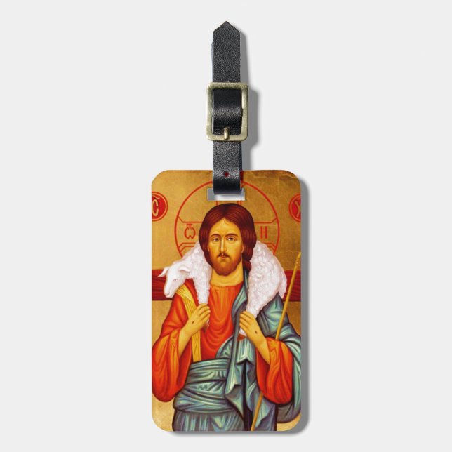 Jesus sucht verlorenes Schaf Gepäckanhänger (Vorderseite vertikal)