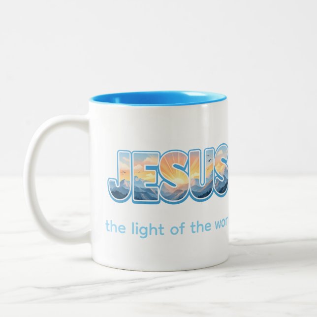 Jesus Sunrise Zweifarbige Tasse (Links)