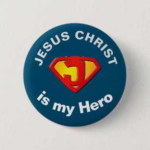 Jesus Super Hero Christlich Button