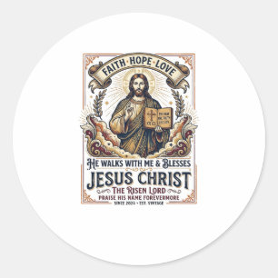Jesus-Surf-T-Shirt Inspirierender Glaube Runder Aufkleber