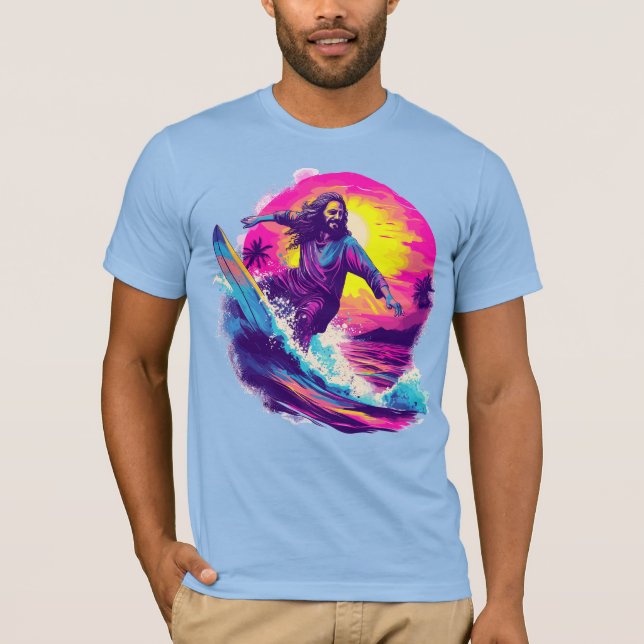Jesus surft mit dir durch die Wellen des Lebens T-Shirt (Vorderseite)