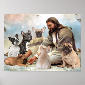 Jesus Surround B?Französischer Bulldog Poster