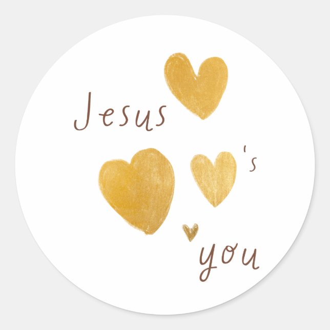 Jésus t'aime. Stickers Étiquette moderne (Devant)