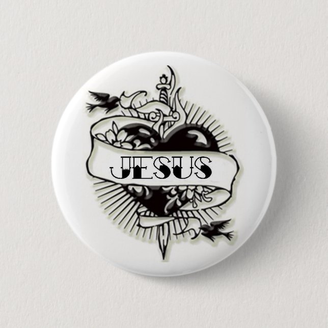 Jesus-Tätowierung Button (Vorderseite)