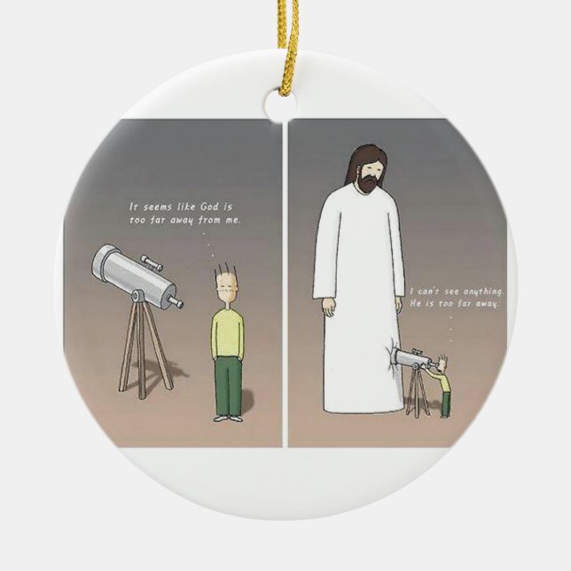 Jesus-Teleskop Keramik Ornament (Vorne)