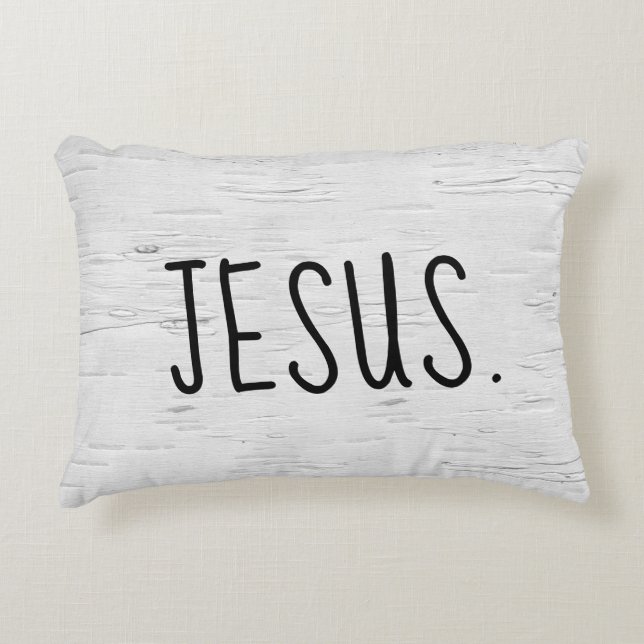 JESUS-Text auf Birch Tree Akzent Pillow Dekokissen (Vorderseite)