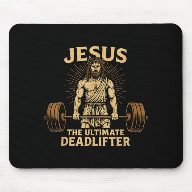 Jesus The Deadlifter Christian Fitness  Mousepad (Vorne)