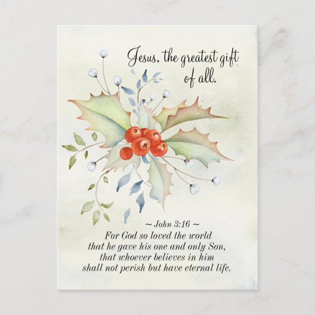 JESUS The Greatest Gift of All John 3:16 Christmas Postkarte (Vorderseite)