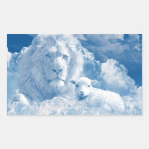 JESUS THE LAMB UND JESUS THE LION RECHTECKIGER AUFKLEBER