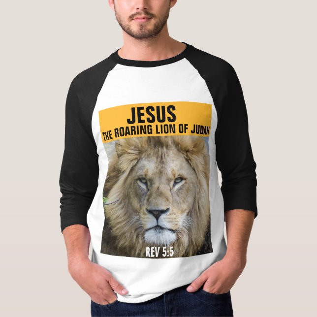 JESUS THE ROARING LION OF JUDAH, REV 5:5 T - Shirt (Vorderseite)