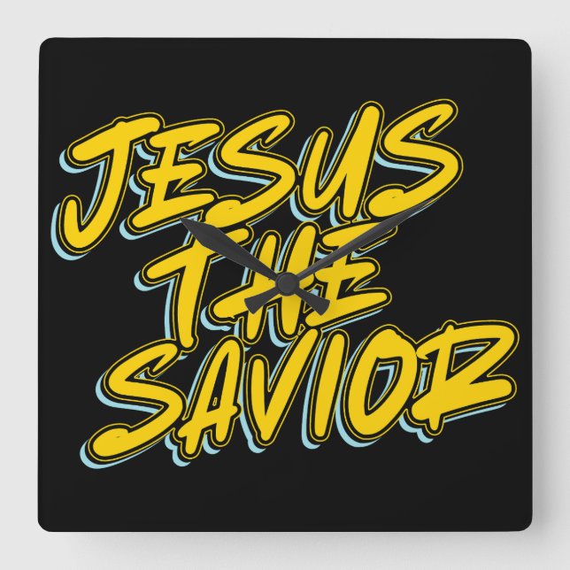 JESUS THE SAVIOR QUADRATISCHE WANDUHR (Vorderseite)
