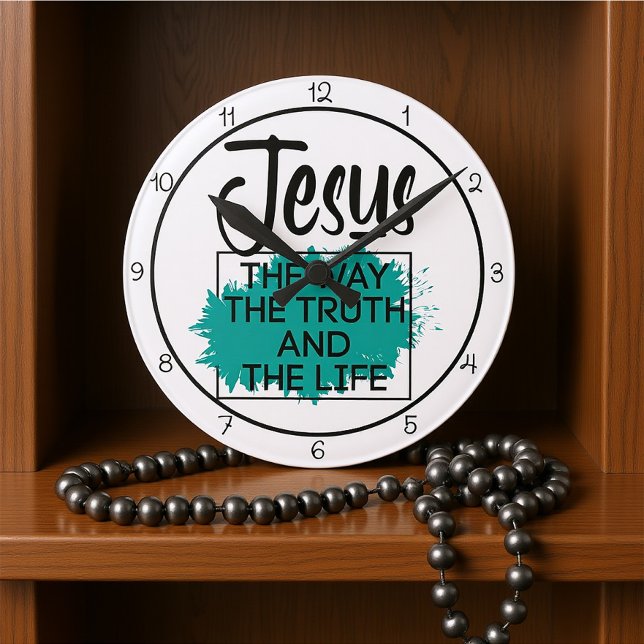 Jesus The Way The Truth And The Life Graphic Runde Wanduhr (Von Creator hochgeladen)