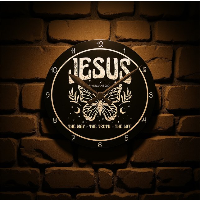 Jesus The Way The Truth The Life Butterfly Runde Wanduhr (Von Creator hochgeladen)