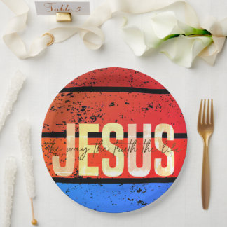 Jesus, The Way, The Truth, The Life Retro Sunset Pappteller