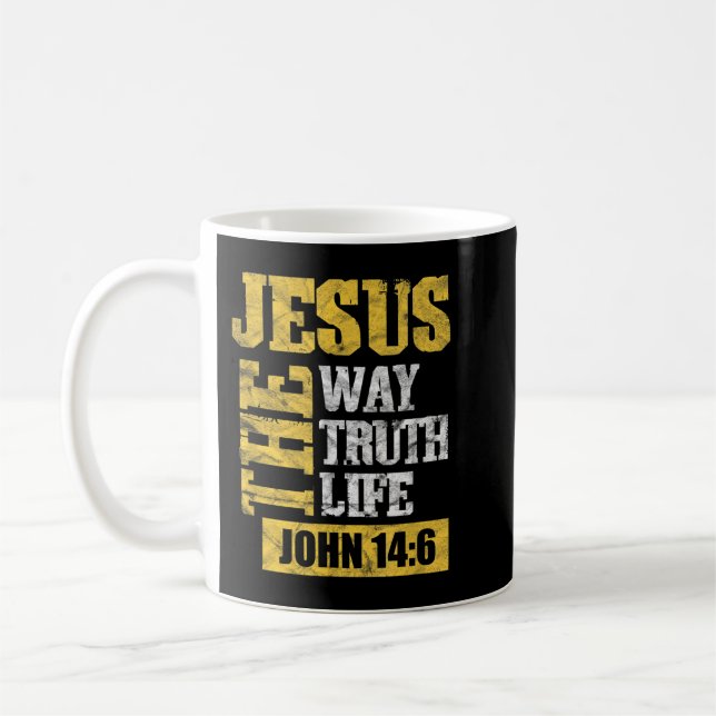 Jesus The Way Truth Life John 14:6 Christian Bible Kaffeetasse (Links)