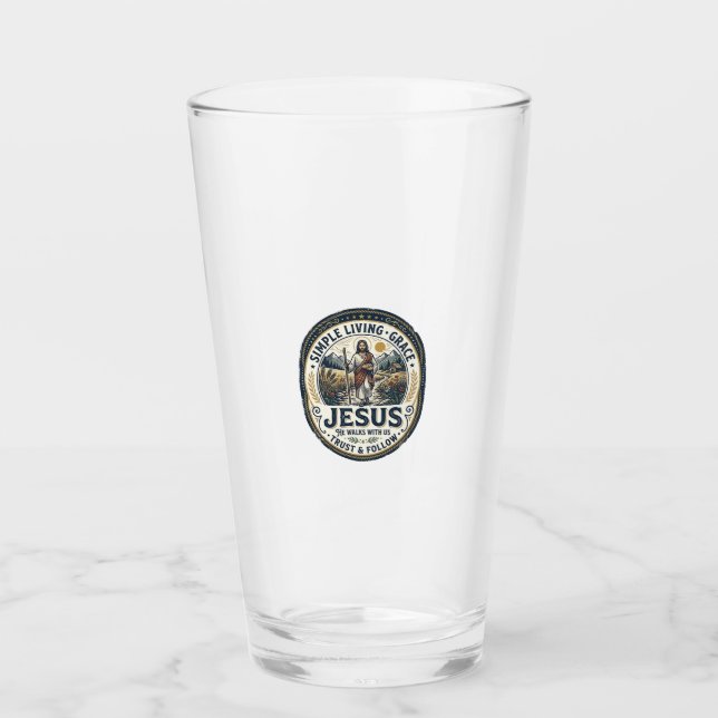 Jesus Tiny House Langsames Leben Vintage Glas (Vorderseite)