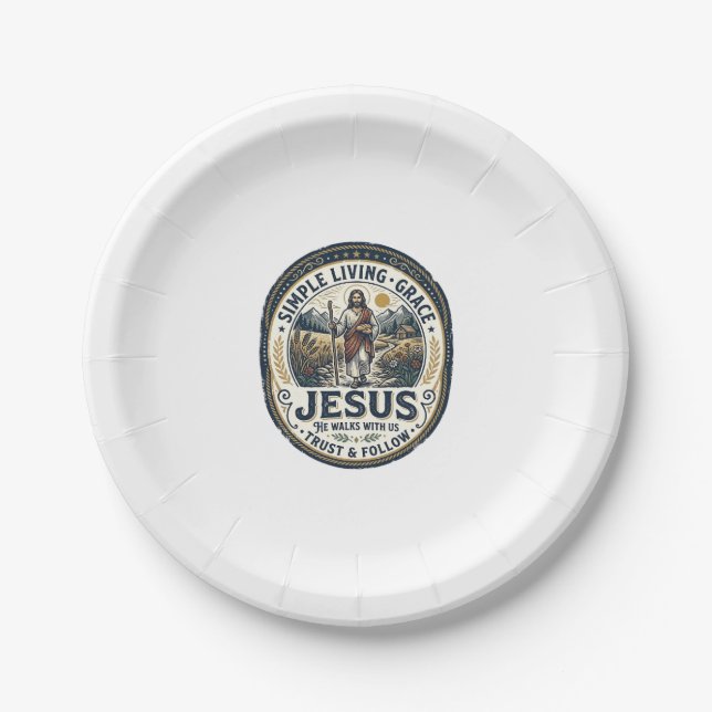 Jesus Tiny House Langsames Leben Vintage Pappteller (Vorderseite)