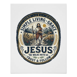 Jesus Tiny House Langsames Leben Vintage Poster