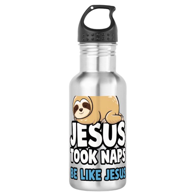 Jesus Took Naps, Funny Sloth Edelstahlflasche (Vorderseite)